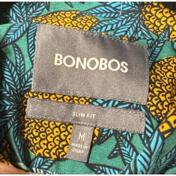 BONOBOS Pineapple Fields Riviera Print Slim Fit Shirt Size Medium Short Sleeve - Picture 6 of 7